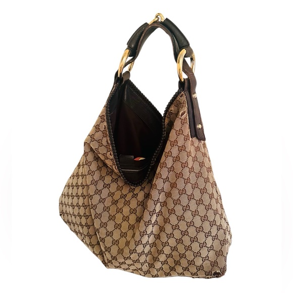 GUCCI VINTAGE LARGE HORSE BIT HOBO BAG - Picture 4 of 14